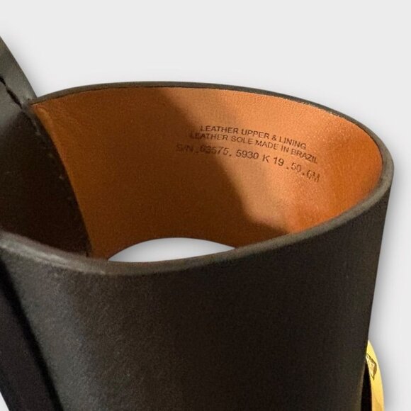 Tory Burch Patos Block Heel Sandal 6 Black Gold Leather 45mm Worn 1x Minimalist - Picture 6 of 11